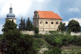 Kostel Nejsvětěj&scaron;&iacute; Trojice a jeho zvonice od Kře&scaron;ic.