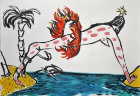 Jiř&iacute; David, Ostrovy, 1984&ndash;85, akryl na pap&iacute;ře, 70 x 100 cm