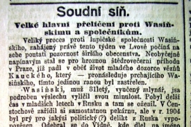 Soudní přelíčení s vrahem z Jindřišské ulice.
