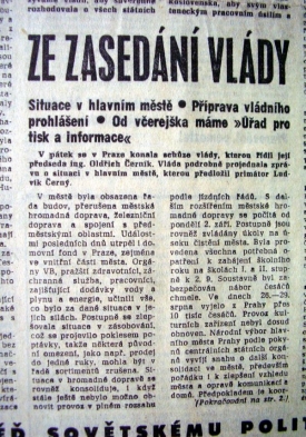 Noviny referují o zasedání vlády.