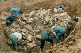 Masov&yacute; hrob ve Srebrenici.