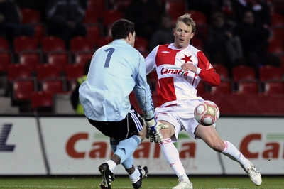 Momentka z utkání Slavia - Budějovice