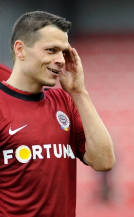 Střelec dvou branek Sparty Libor Sionko na konci utkání.