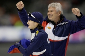 Martina Sáblíková s koučem Petrem Novákem.
