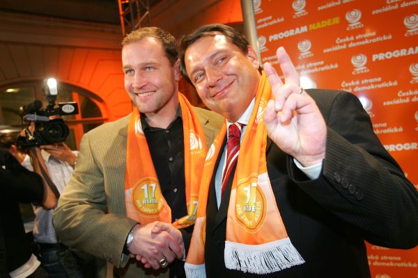 Jiří Šlégr a Jiří Paroubek, lídři ústecké kandidátky.