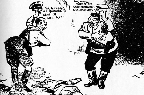 Karikatura Hitlera a Stalina z roku 1939.