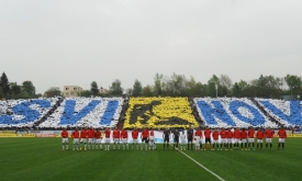 Choreo fanoušků Baníku Ostrava.