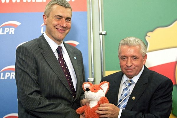 Prezidentský kandidát bez šance Andrzej Lepper (vpravo).