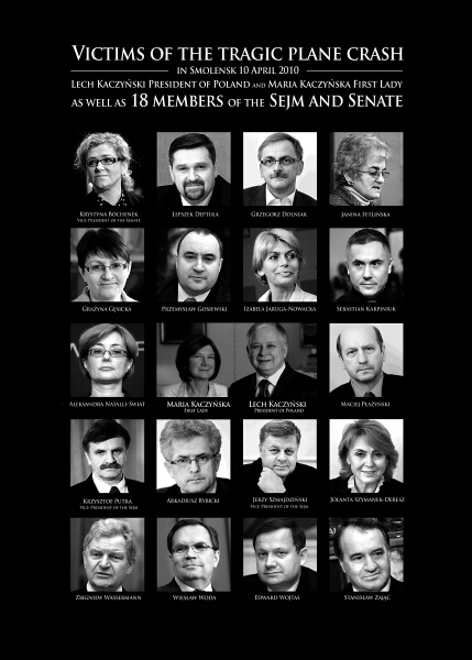 Prominentní polské oběti letecké havárie.