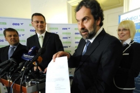 Představitelé ODS a Věcí veřejných jednali o společné vládě.