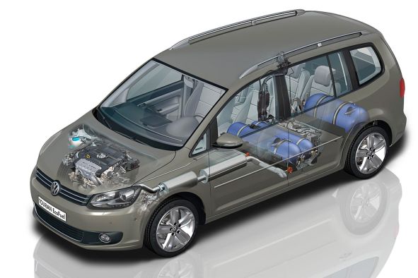 Schéma uložení plynových nádrží u vozů EcoFuel.