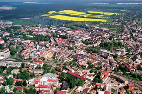 Malebné město Svitavy leteckým pohledem.