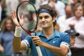 Roger Federer na turnaji v Halle.