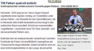 Nešťastný chovatel s nebožtíky (výstřižek Rothenburger Rundschau).
