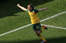Brett Holman se raduje z vedoucího gólu proti Ghaně.