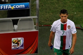 Ronaldo opouští trávník po porážce se Španělskem.
