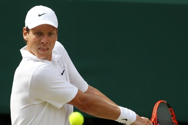 Tenista Tomáš Berdych při finále Wimbledonu.