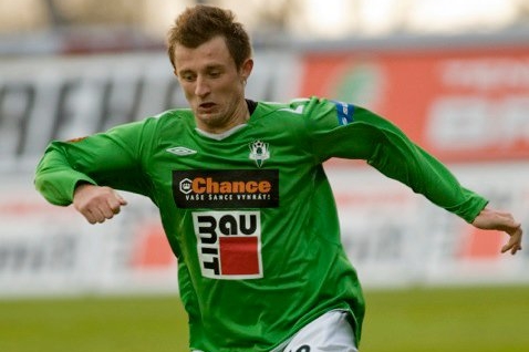 Český fotbalista Jiří Krejčí v dresu Jablonce.