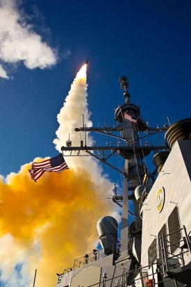 Zkouška rakety v rámci obranného systému Aegis.