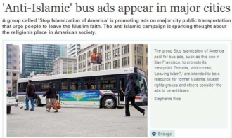 Protimuslimský bus. Článek v Christian Science Monitor.