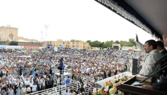 V projevu na hamadánském stadionu prezident nic nezmiňoval.