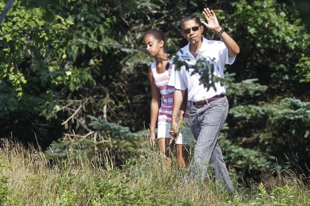 Obama na víkendu v Bar Harbor, stát Maine.