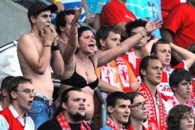 Fanoušci Slavie se marně dožadovali pokutového kopu.