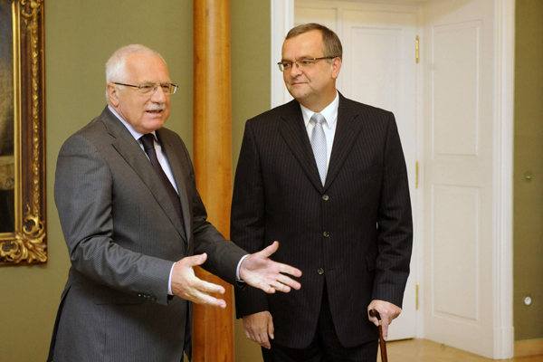 Václav Klaus přijal Miroslava Kalouska na Pražském hradě.