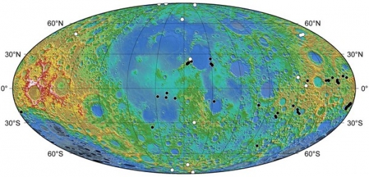 Mapa zachycující dosud objevené zlomy.
