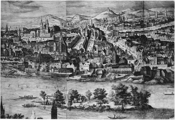 Staré Město kolem roku 1600.