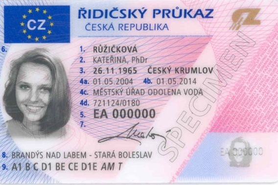 Řidičský průkaz CZ 7, od roku 2014 jediný platný.