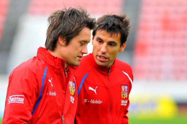 Tomáš Rosický (vlevo) v debatě s Milanem Barošem.
