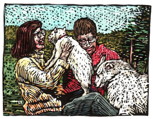 Michal Cihlář vystavuje své ilustrace.