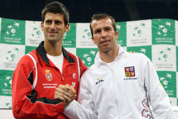 Novak Djokovič (vlevo) s Radkem Štěpánkem.