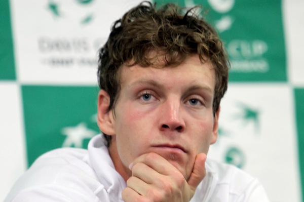 Tomáš Berdych na tiskové konferenci po vyhrané čtyřhře.