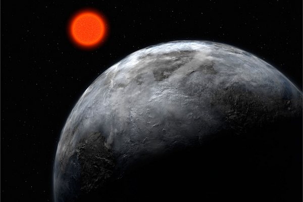 Kolem hvězdy Gliese 581 obíhá minimálně šest exoplanet. Na snímku Gliese 581d.