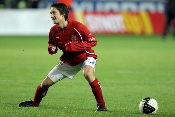 Tomáš Rosický na tréninku české reprezentace.