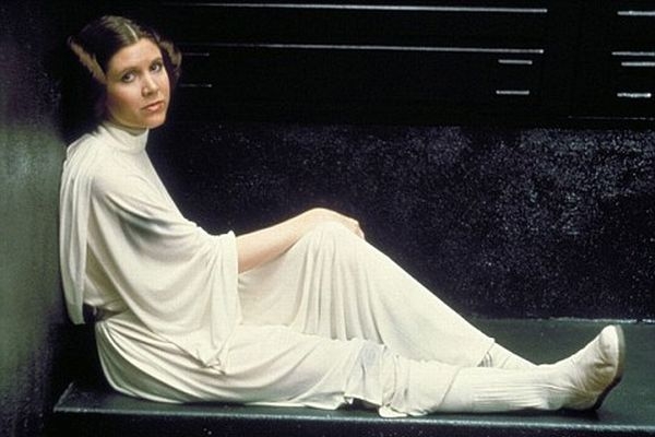 Herečka Carrie Fisherová jako princezna Leia.