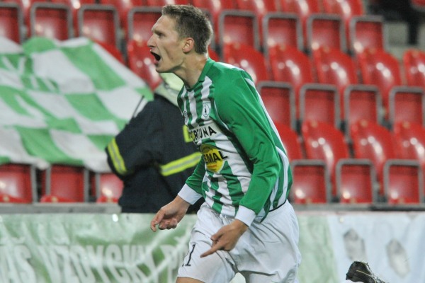 Milan Škoda z Bohemians se raduje ze své branky upravující skóre na 2:1.