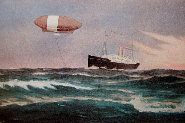 Parník Trent zachraňuje 17. října 1910 vzducholoď America, která se pokusila přeletět Atlantik.