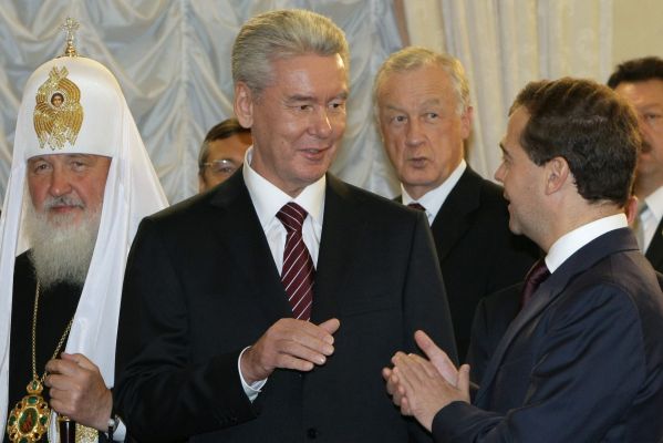 Jmenování nového starosty Sobjanina: prezident Medveděv a patriarcha Kiril.