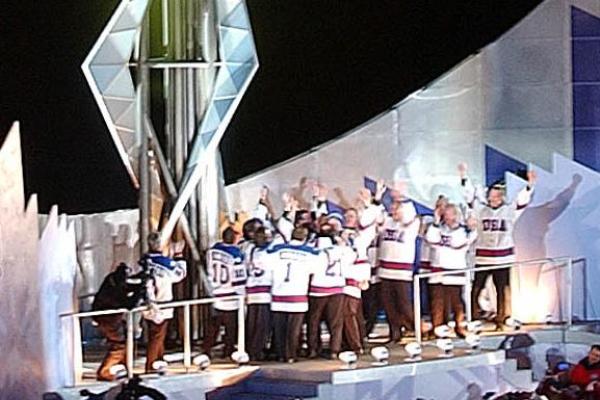 Zlatí američtí hokejisté na olympiádě v Lake Placid.