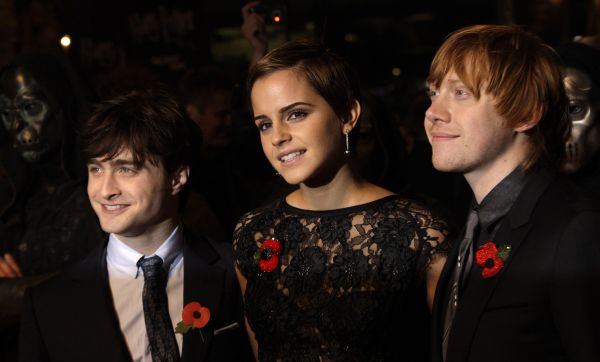 Daniel Radcliffe, Emma Watsonová a Rupert Grint na světové premiéře sedmého dílu Harryho Pottera.