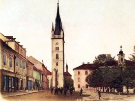 Čáslav s děkanským kostelem, v němž byla 26. 11. 1910 nalezena údajná kostra Jana Žižky.
