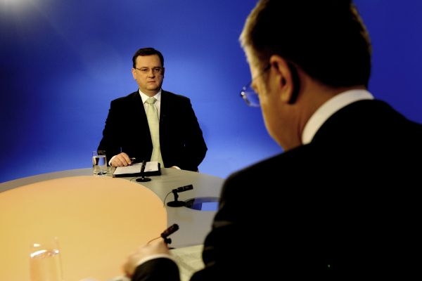 Petr Nečas u Václava Moravce.