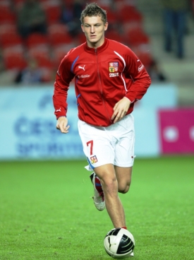 Tomáš Necid při tréninku české reprezentace.