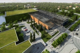 Počítačový model laserového centra ukazuje, jak by mělo po dokončení vypadat.