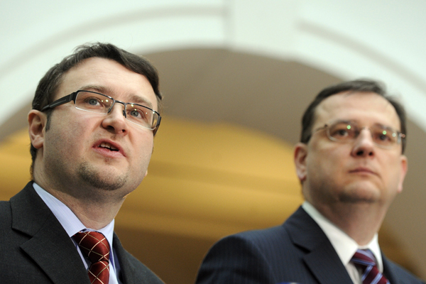 Pavel Drobil a premiér Petr Nečas.