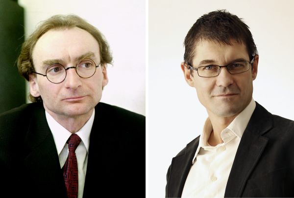 Petr Šabata (vlevo) a dosavadní šéfredaktor HN Petr Šimůnek.