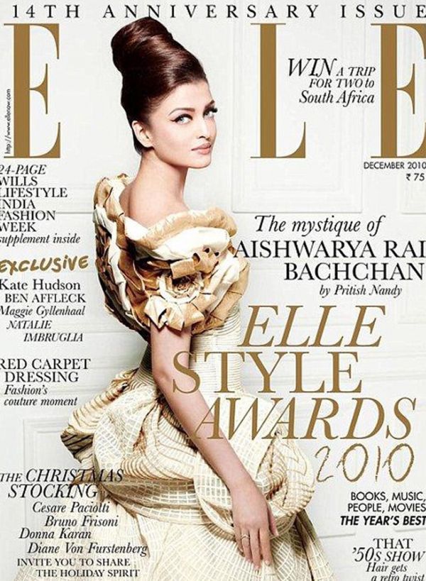 Titulní strana Elle s bollywoodskou herečkou.